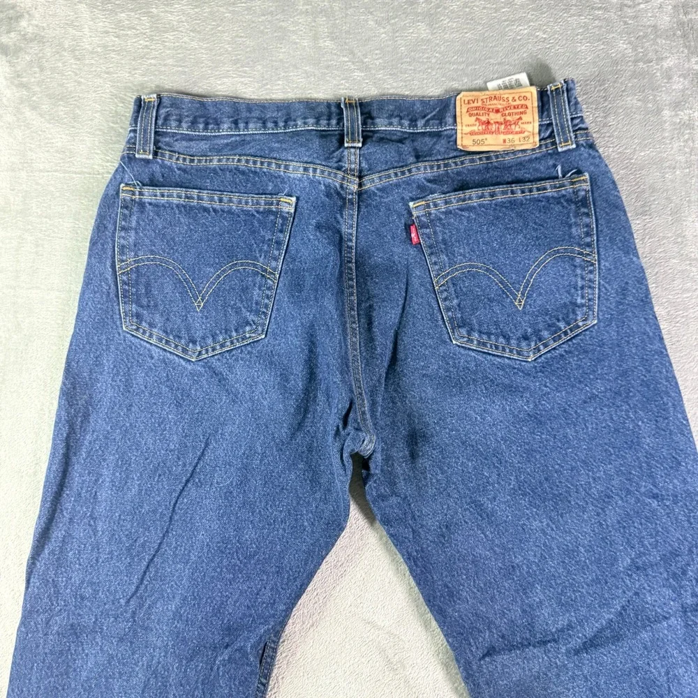 Levi Y2K 505 Jeans Mens 36x32 Dark Wash Straight Fit Denim Pants
